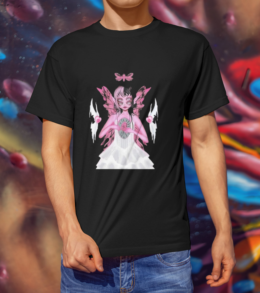 Melanie Martinez Portals Heart Pink Winged Character With Moth And Eyes T-Shirt