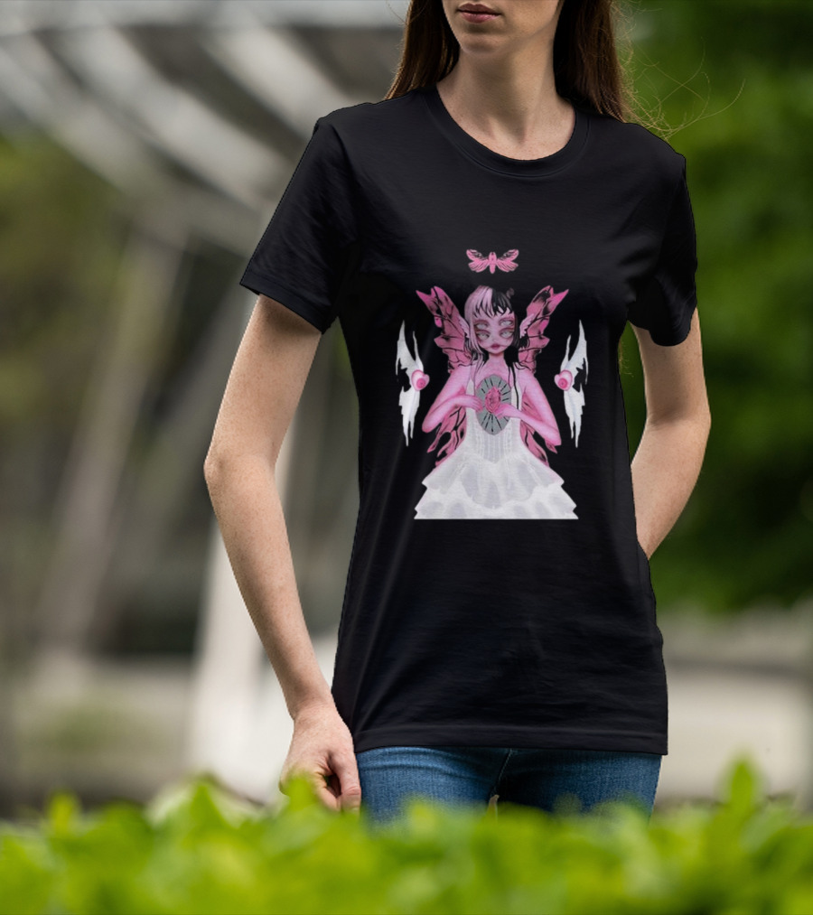 Melanie Martinez Portals Heart Pink Winged Character With Moth And Eyes T-Shirt