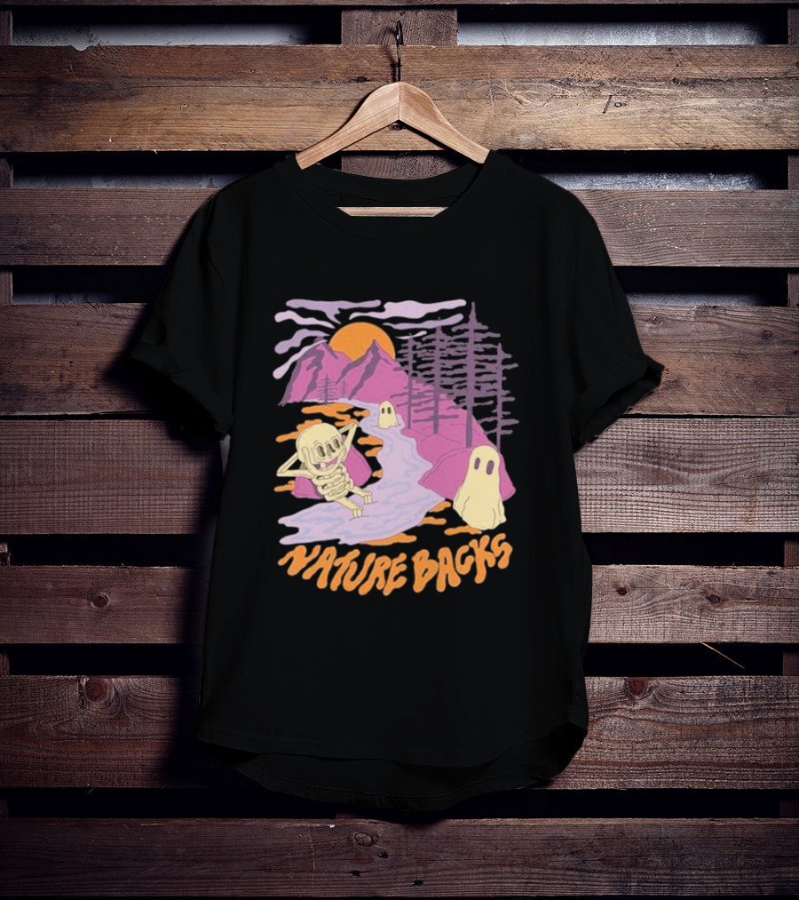 Nature Backs Sleepy Hollow Skeleton And Ghosts By Mountains And Forests T-Shirt