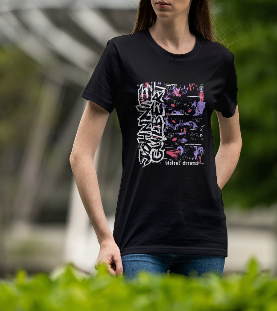 Violent Dreams Abstract Wolf Red Blue T-Shirt