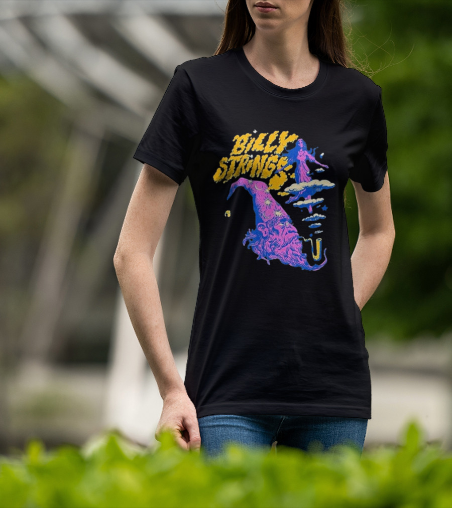 Billy Strings Wizard Head Psychedelic Clouds And Stars T-Shirt
