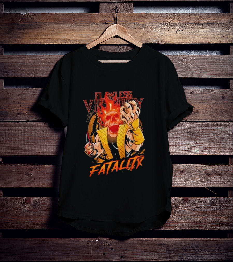 Mortal Kombat Flawless Victory Fatality Skull Flame T-Shirt