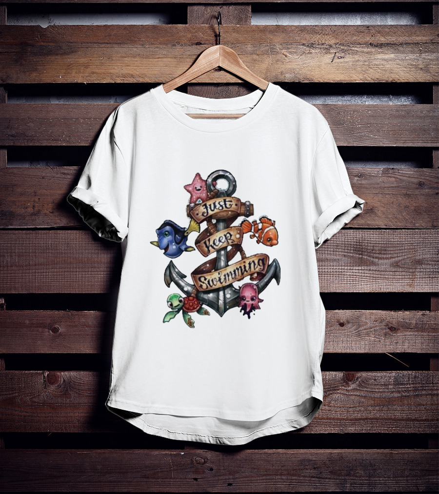 Just Keep Swimming Finding Nemo Anchor Ocean Scene T-Shirt