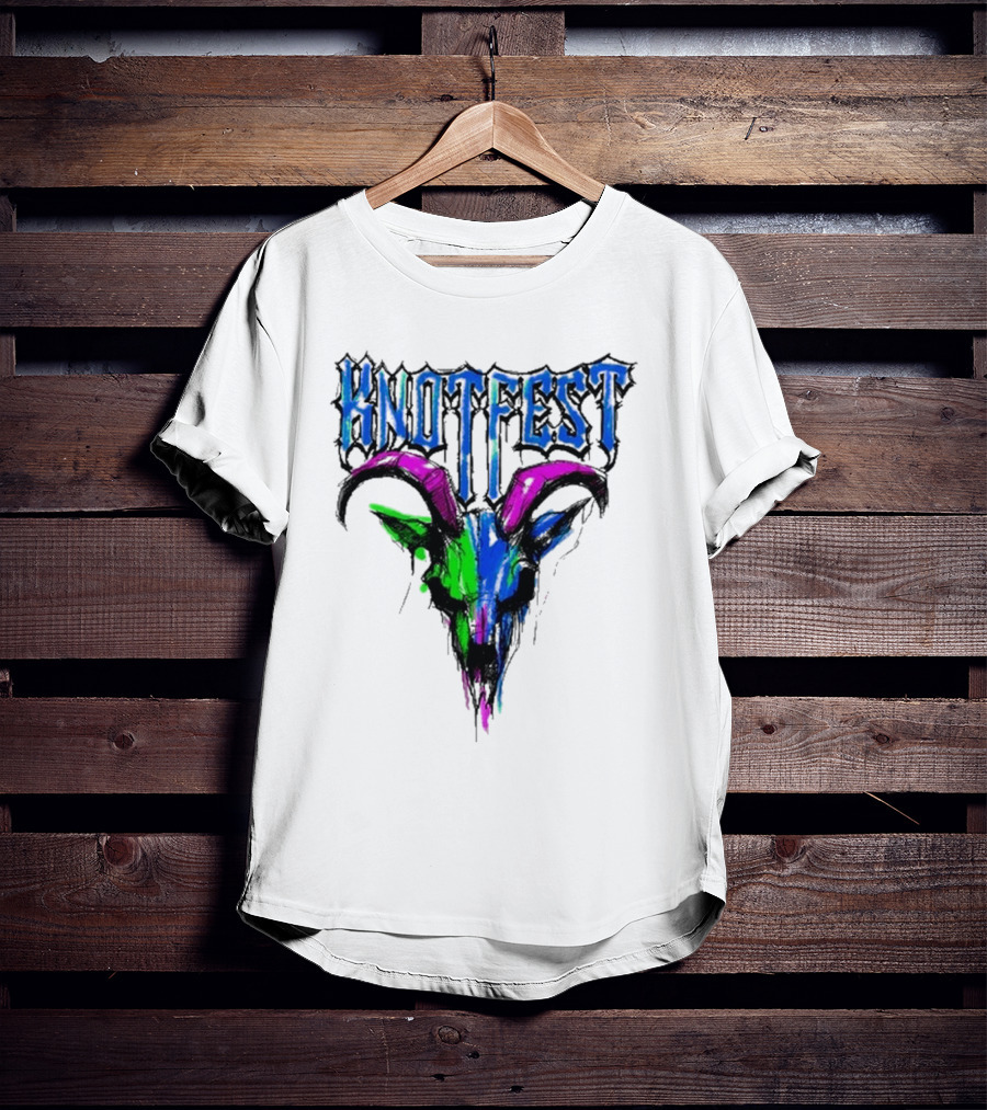 Knotfest Vintage White Concert Pencil Sketch Goat Multicolor T-Shirt