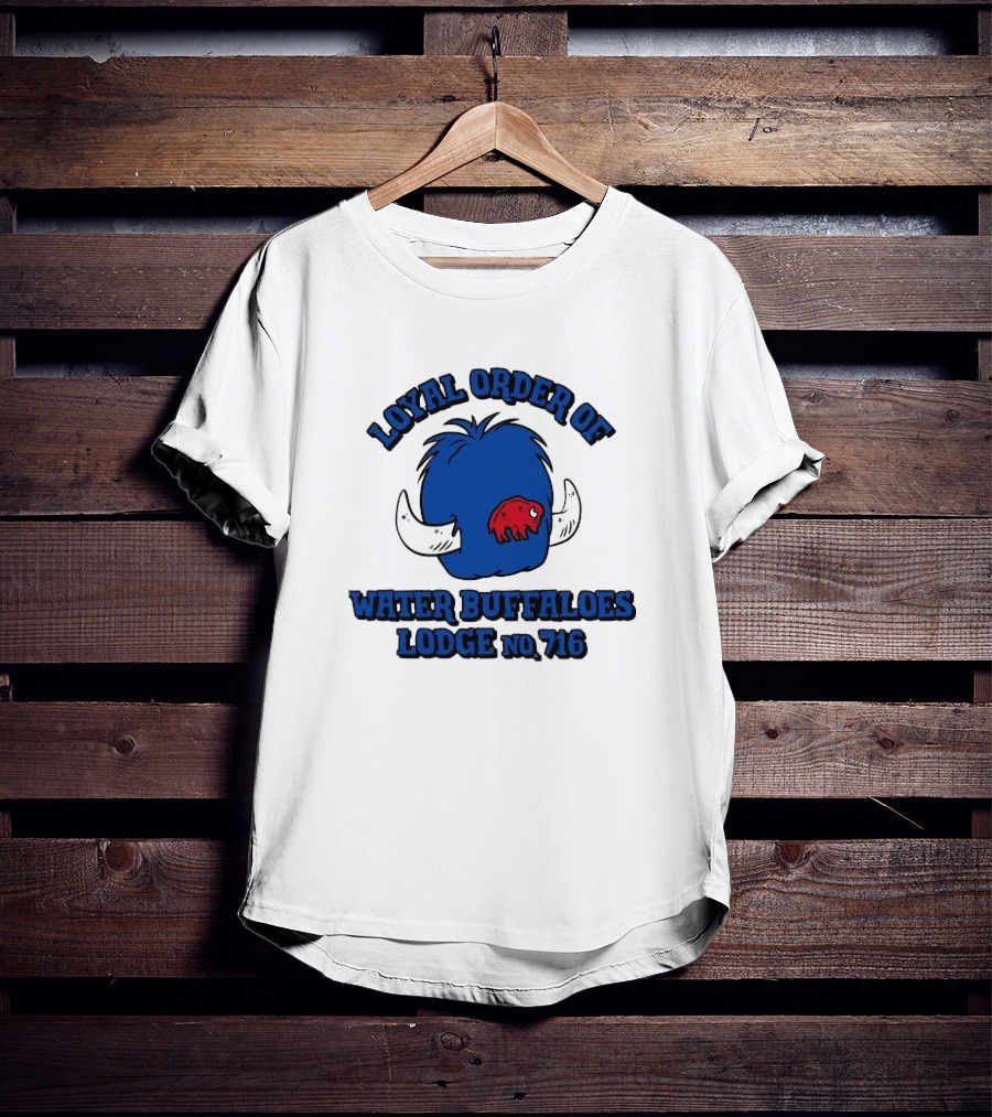 Loyal Order Of Water Buffaloes Lodge No 716 Blue Buffalo Icon Red Emblem T-Shirt
