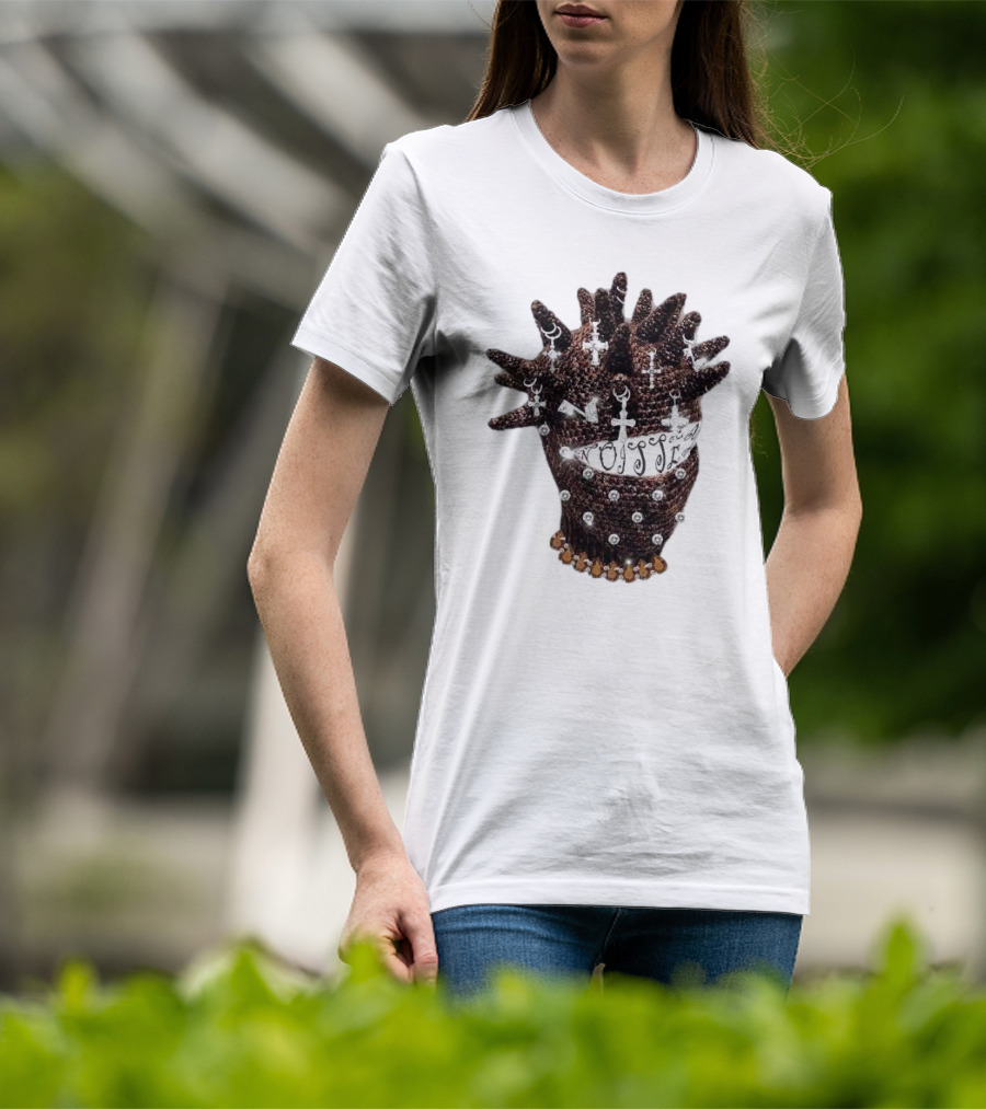 Unique Knitted Hood Spiked Viking Cross Decorated T-Shirt