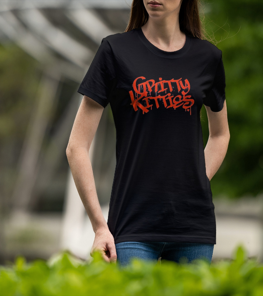 Detroit Baseball Gritty Kitties Text T-Shirt