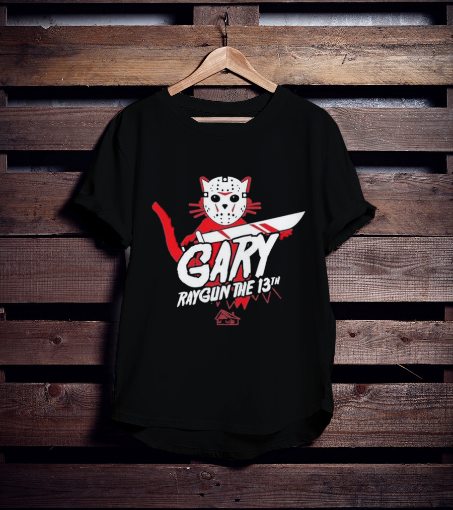 Gary Raygun The 13th Jason Mask Cat With Machete T-Shirt