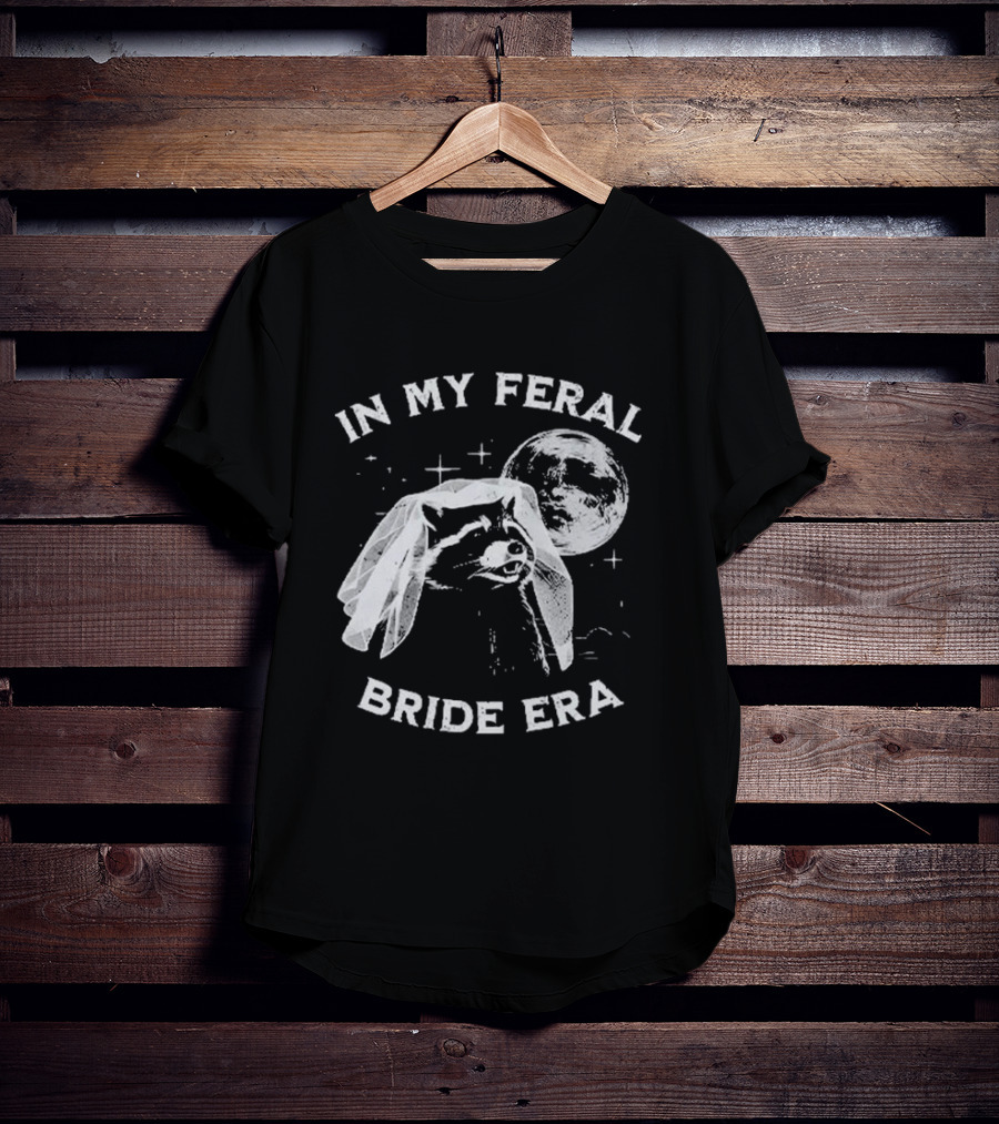 Raccoon In My Feral Bride Era With Moon And Veil T-Shirt