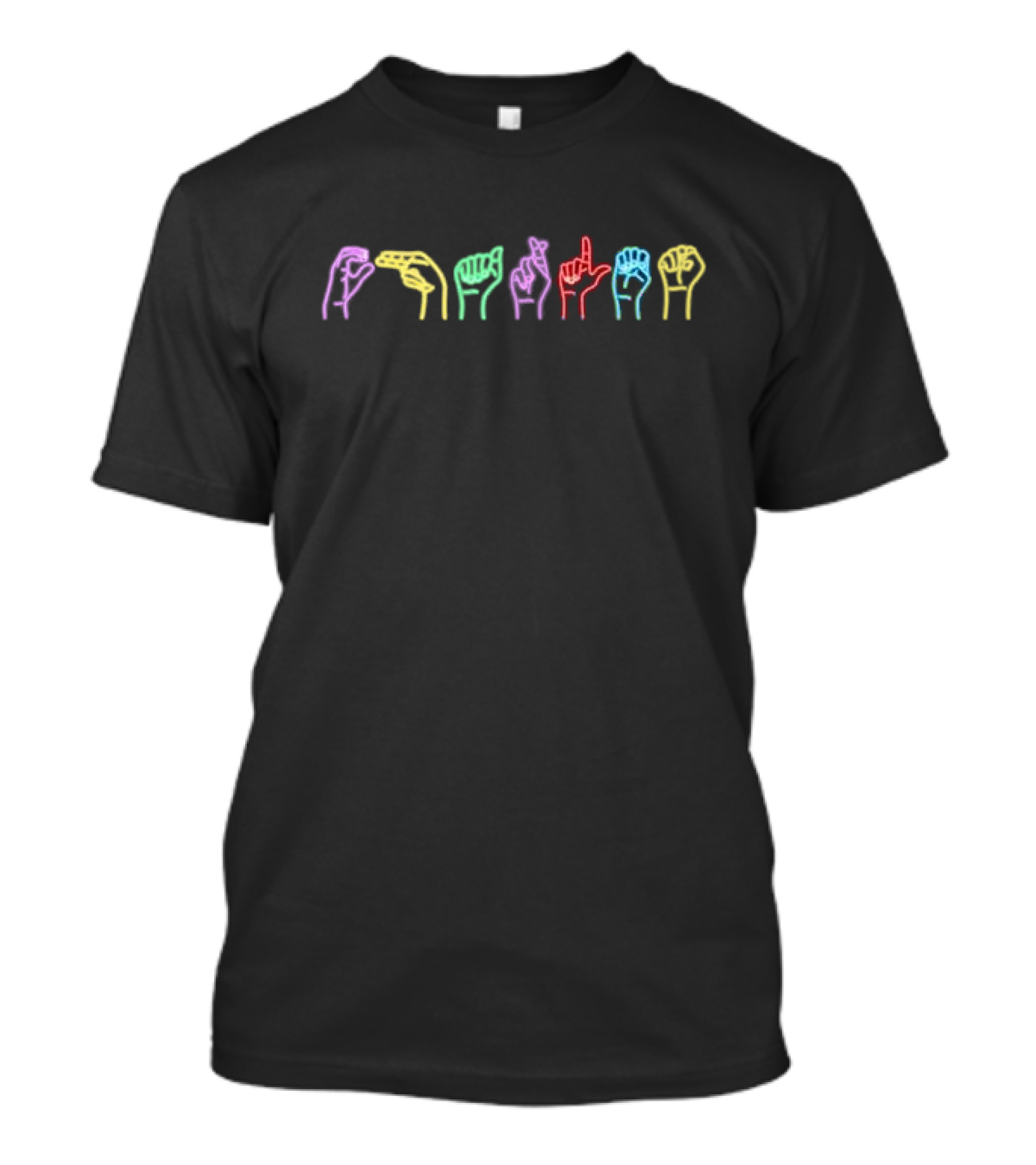 Sign Language Alphabet Neon Color T-Shirt
