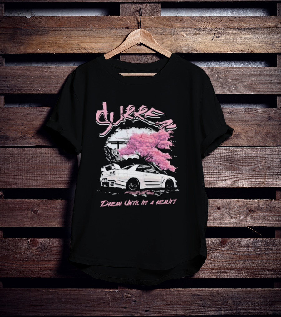 Surren Dream Until It’s A Reality Pink Cherry Blossom Car Scene T-Shirt