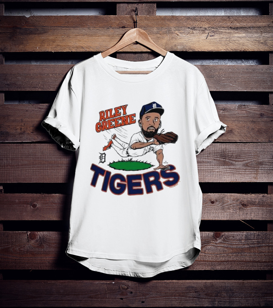 Riley Greene Detroit Tigers Caricature Player Tri Blend Homage Ash T-Shirt
