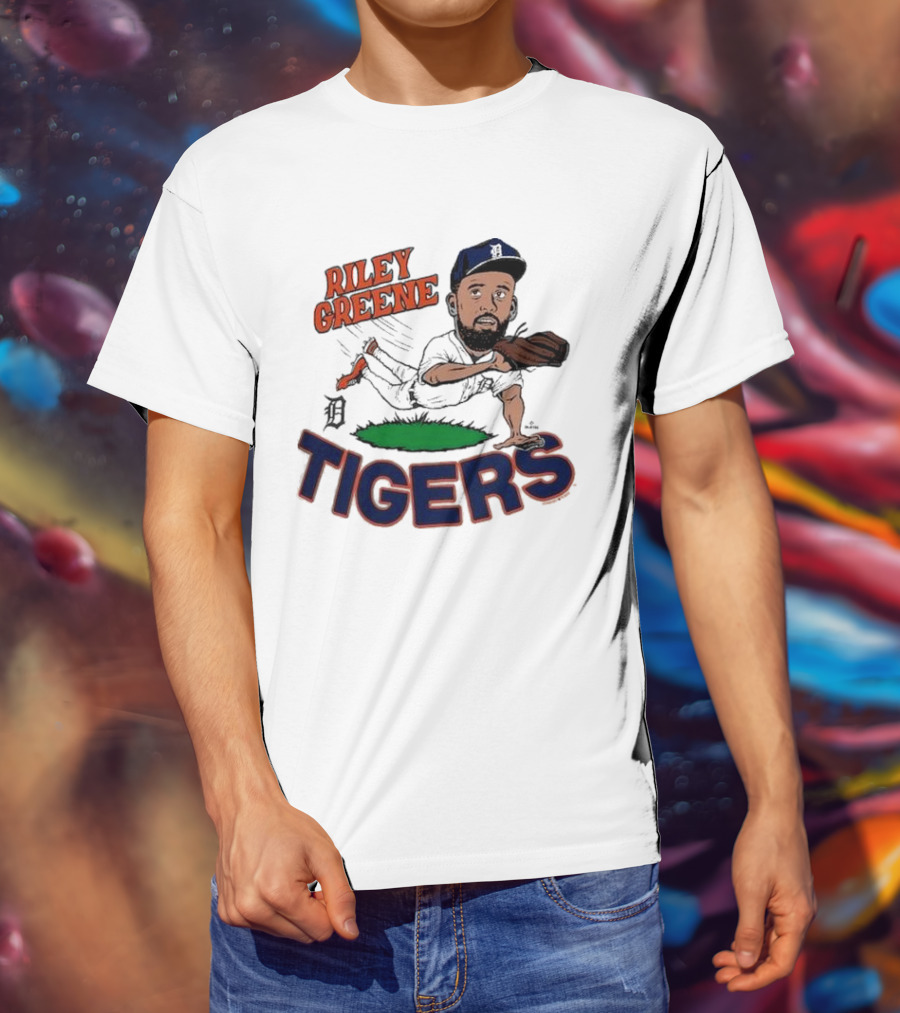 Riley Greene Detroit Tigers Caricature Player Tri Blend Homage Ash T-Shirt
