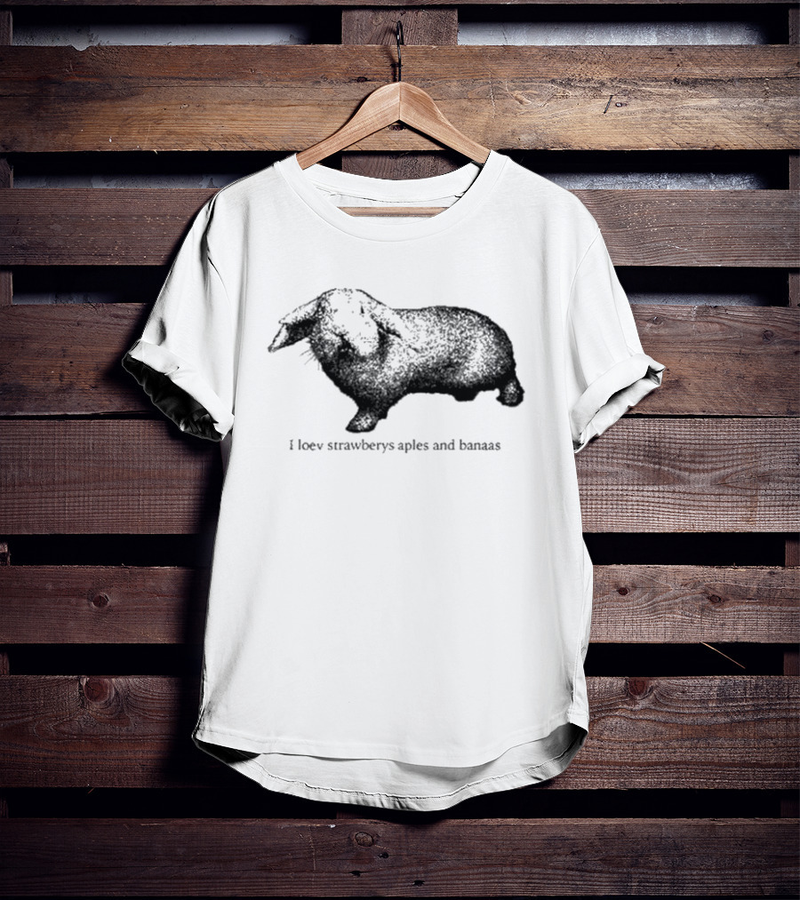 I Loev Strawberys Aples And Banaas Rabbit T-Shirt
