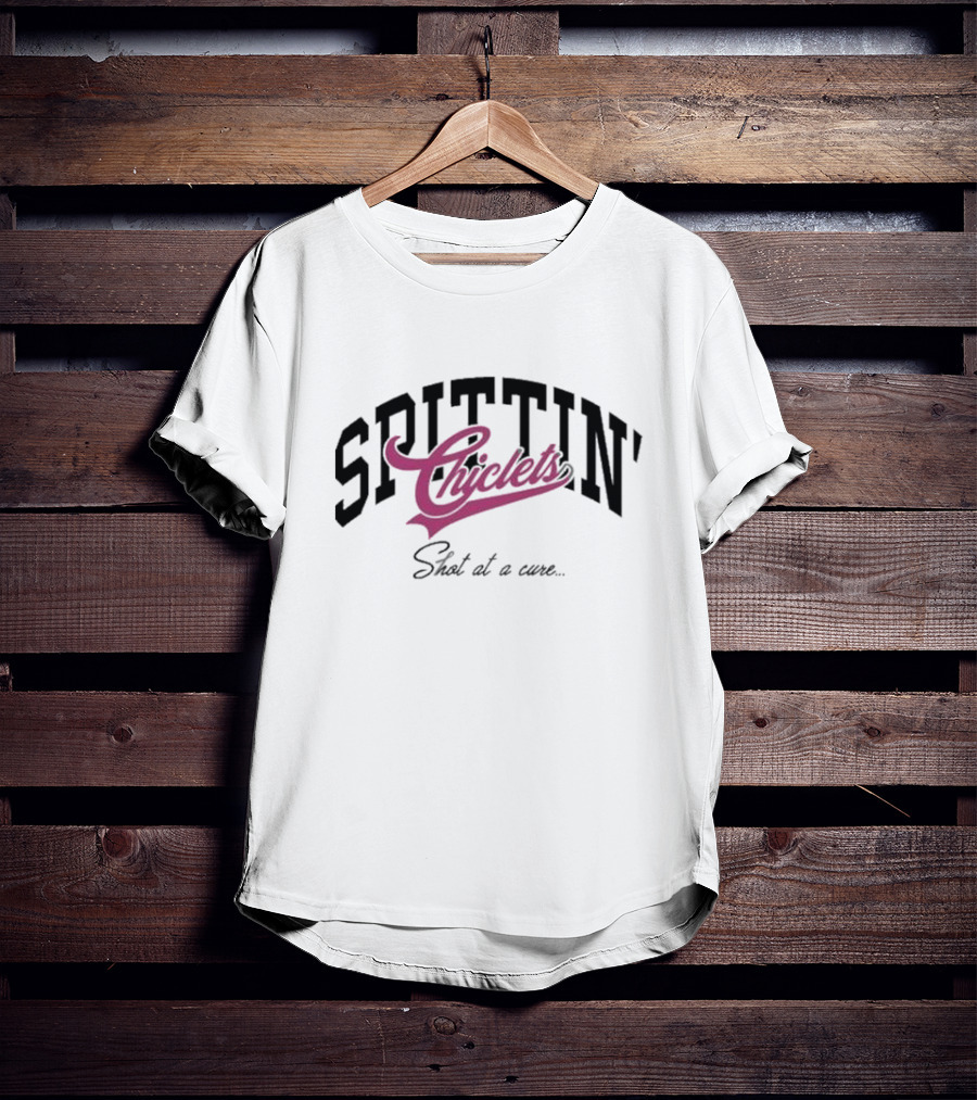 Spittin Chiclets Shot At A Cure Varsity Breasties Collaboration T-Shirt