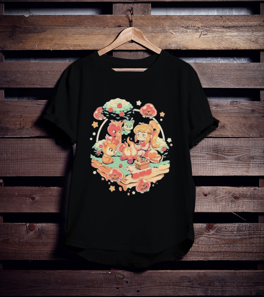 Hunter Campfire Adventure Bounty Girl Vintage Geek Forest Creatures T-Shirt