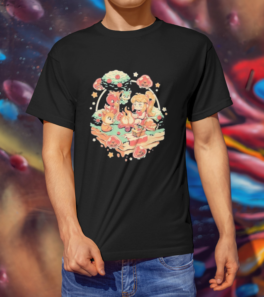 Hunter Campfire Adventure Bounty Girl Vintage Geek Forest Creatures T-Shirt