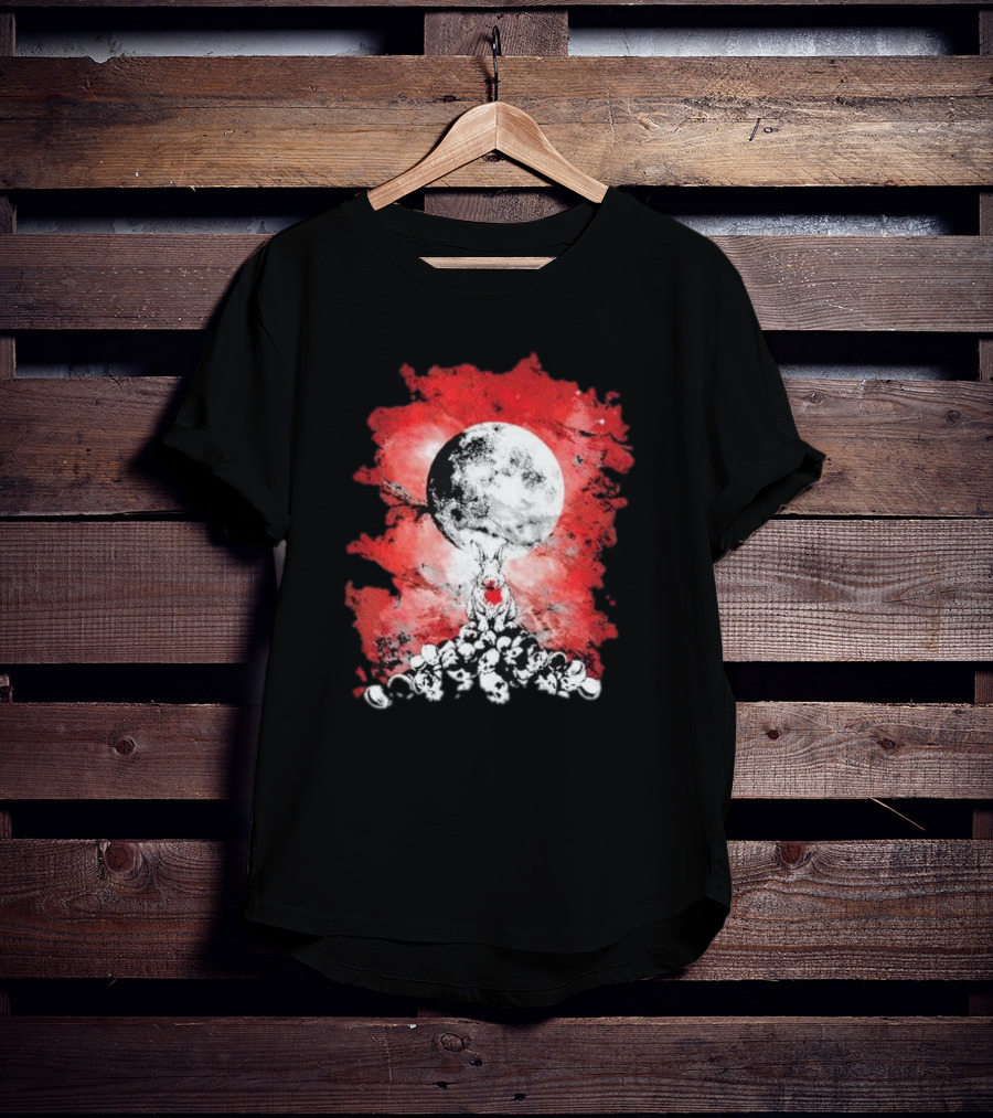 Killing Moon Rabbit Horror Blood And Skulls Horror Scene T-Shirt