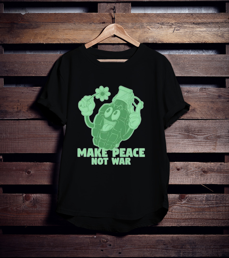 Make Peace Not War Grenade Holding Flower Pacifist Hippie T-Shirt