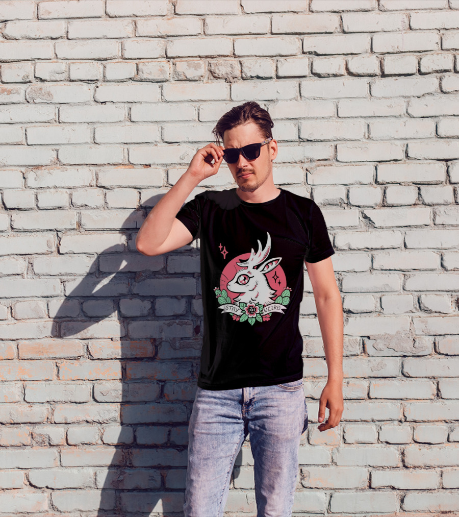 Stay Weird Bgibs Fantasy Deer Floral Circle Cactus Flowers T-Shirt