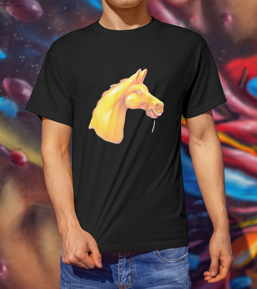 Andrew Garfield Horse What's The Rush Black Shirt Colorful Horse Head T-Shirt