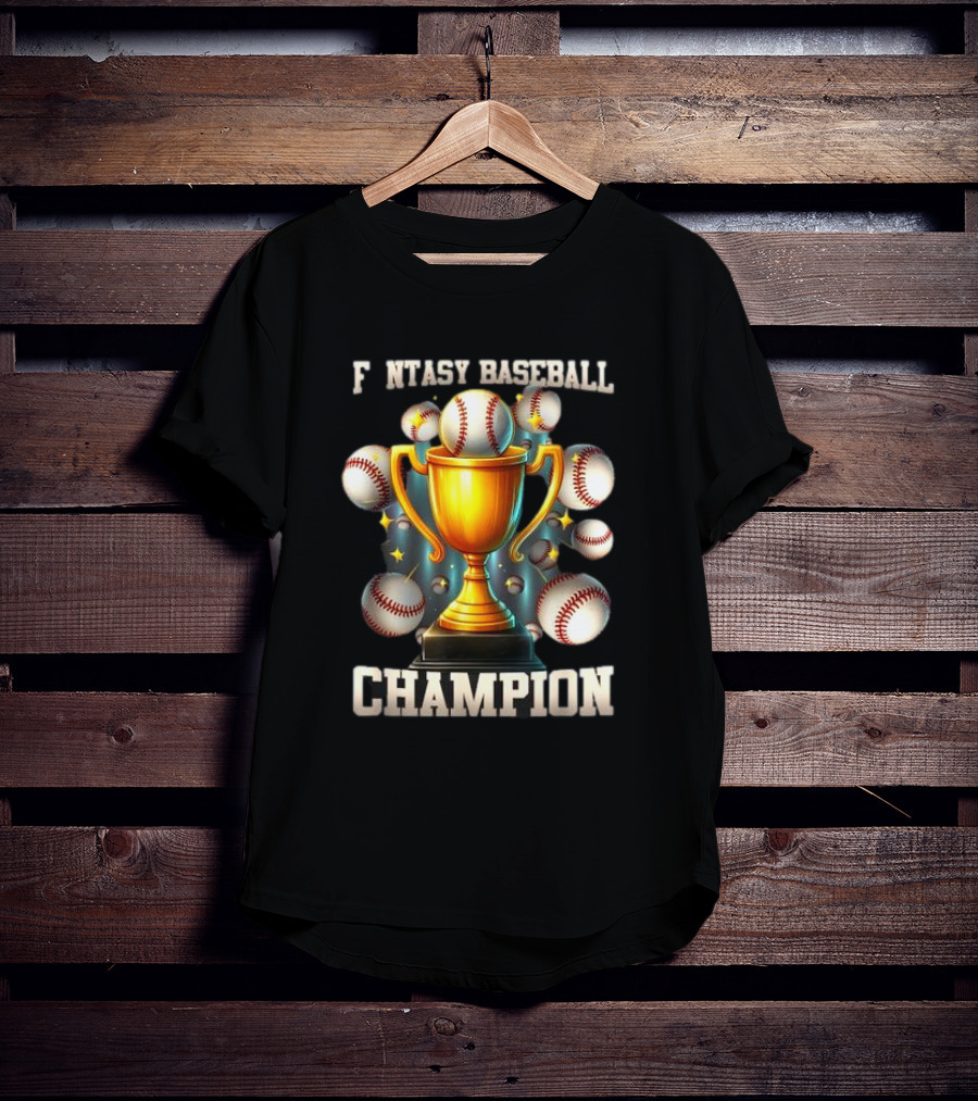 Fantasy Baseball Champion Trophy With Baseballs T-Shirt