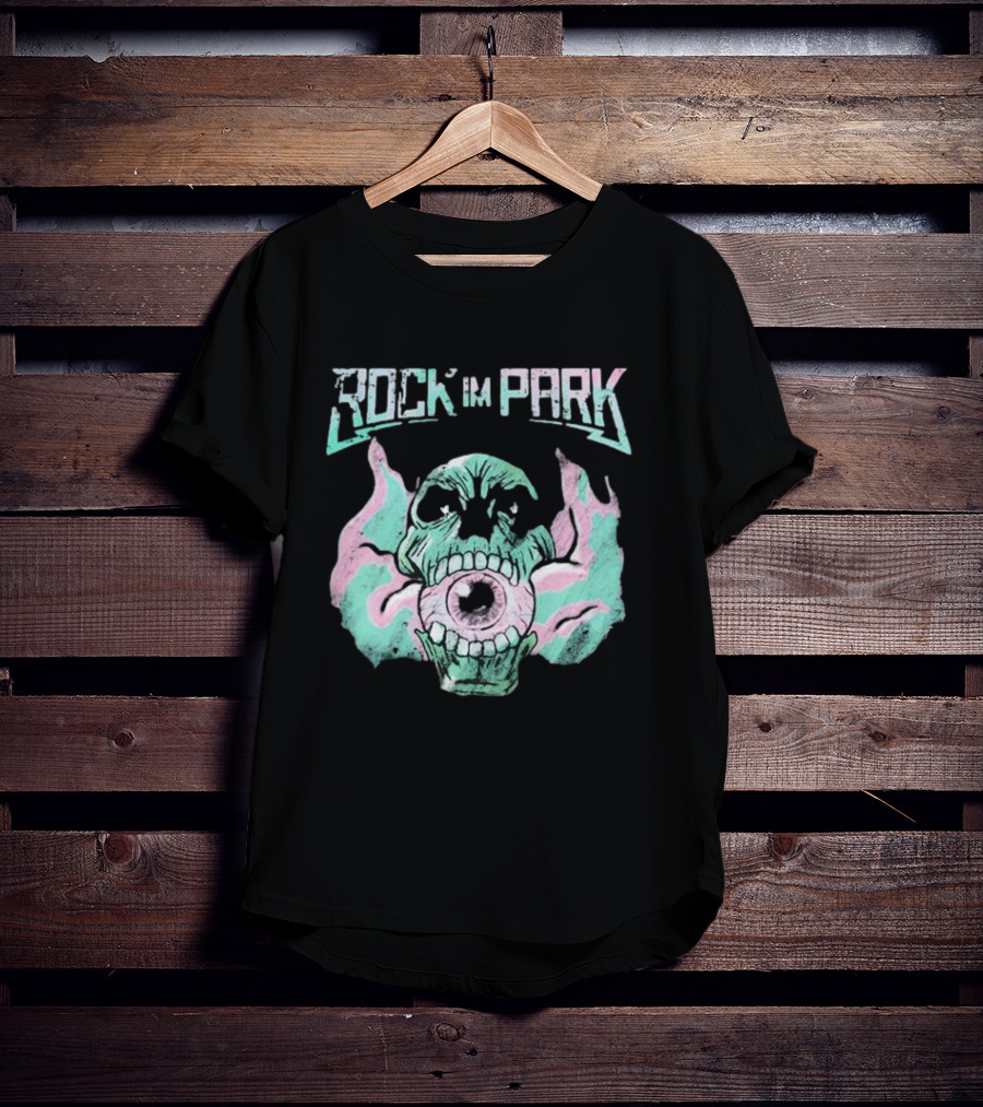 Rock Im Park Smoke Skull Flaming Eyeball T-Shirt
