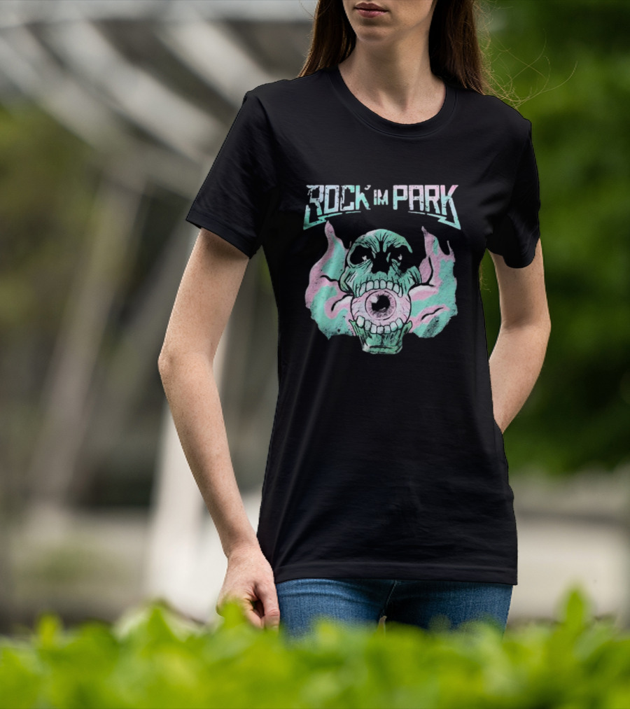 Rock Im Park Smoke Skull Flaming Eyeball T-Shirt