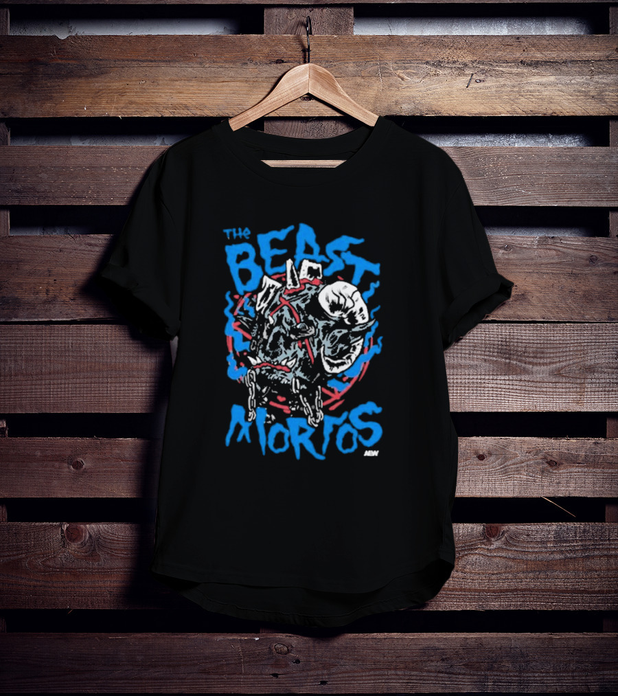 The Beast Mortos Skull Chains Inferno Blue Red Graphic ABN T-Shirt