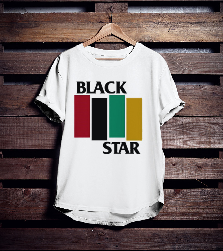 Black Star Flag Red Black Green Gold Vertical Bars T-Shirt