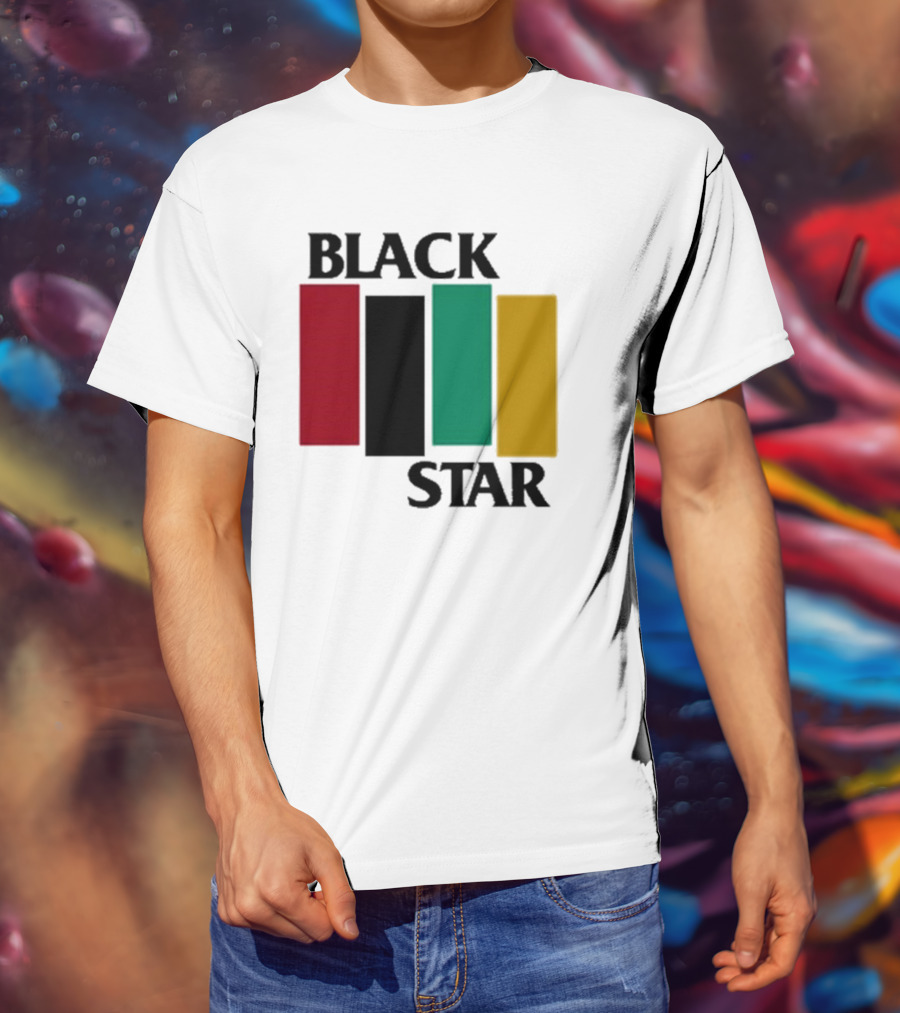 Black Star Flag Red Black Green Gold Vertical Bars T-Shirt