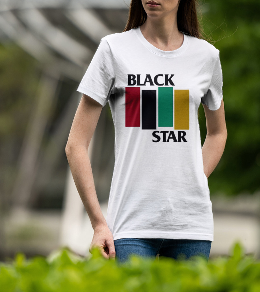 Black Star Flag Red Black Green Gold Vertical Bars T-Shirt