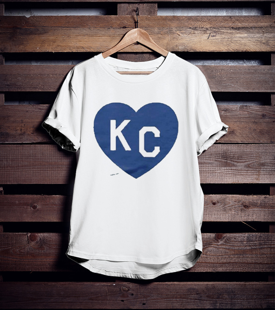 KC Heart Powder Blue Navy T-Shirt