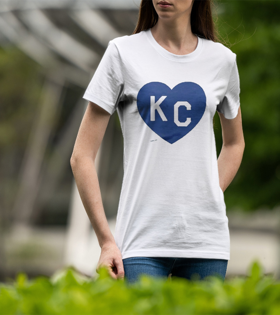 KC Heart Powder Blue Navy T-Shirt