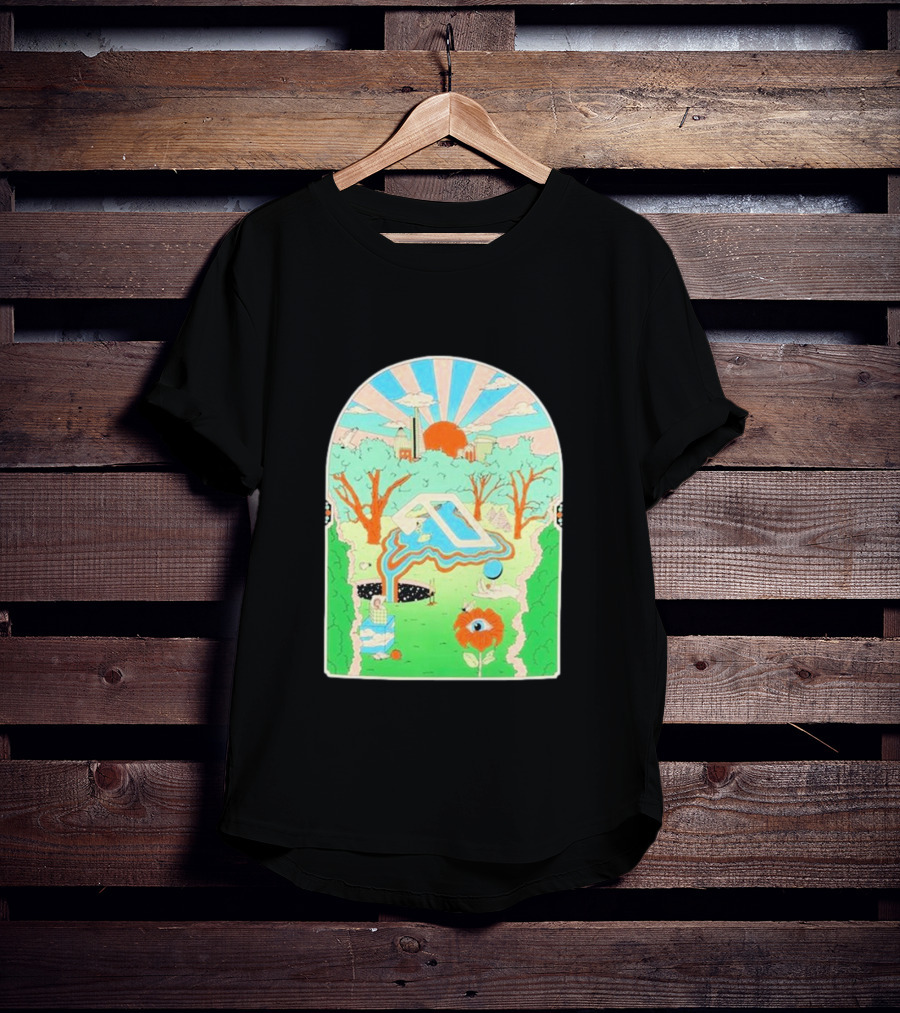 Anjunadeep X Andrew Mcgranahan Psychedelic Landscape With Eye And Cloud Motif T-Shirt