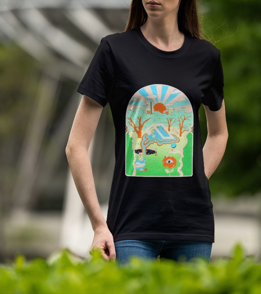 Anjunadeep X Andrew Mcgranahan Psychedelic Landscape With Eye And Cloud Motif T-Shirt