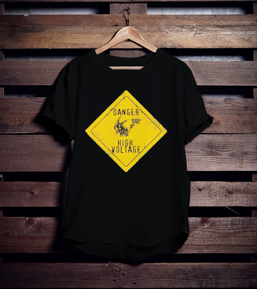 Pikachu Danger High Voltage Sign Warning T-Shirt