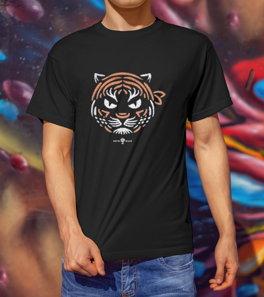 Pitching Ninja Gritty Tigs Baseball Tiger Face T-Shirt