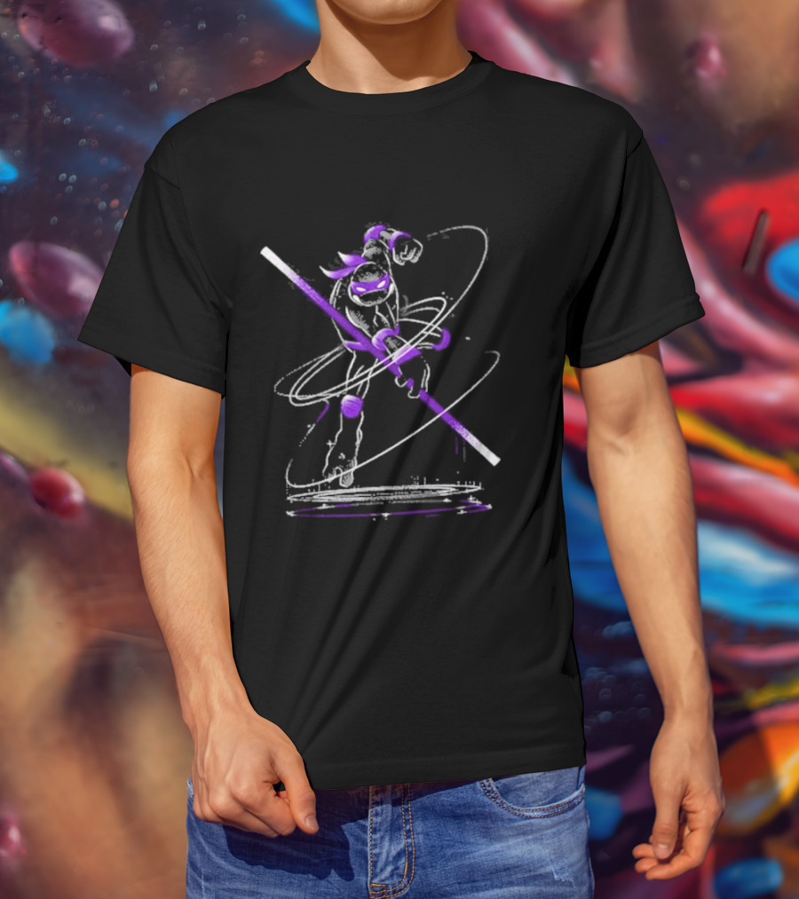 Starry Donnie Spin With Purple Staff And Mask T-Shirt