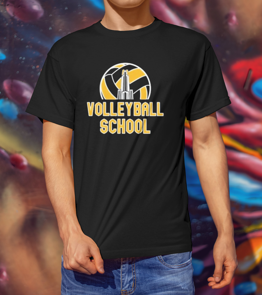 Volleyball School Ball Tower Icon With Building T-Shirt