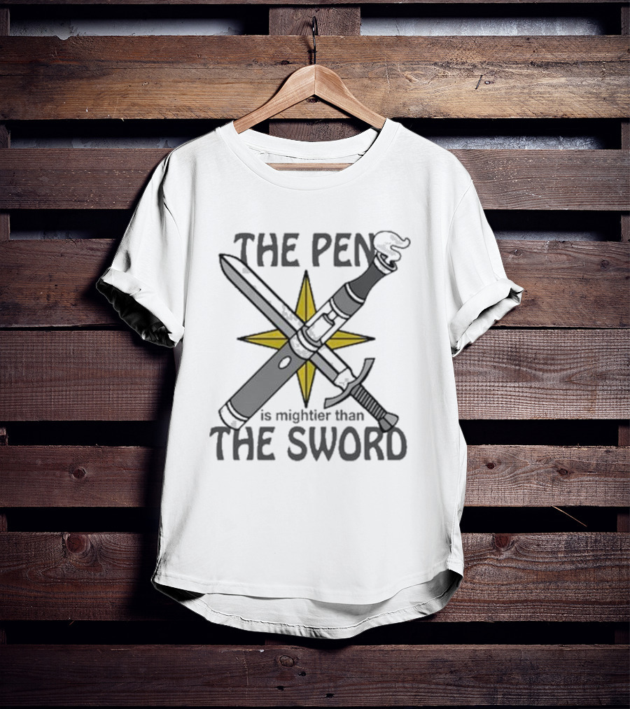 The Pen Is Mightier Than The Sword Compass Symbol Battling Forces T-Shirt