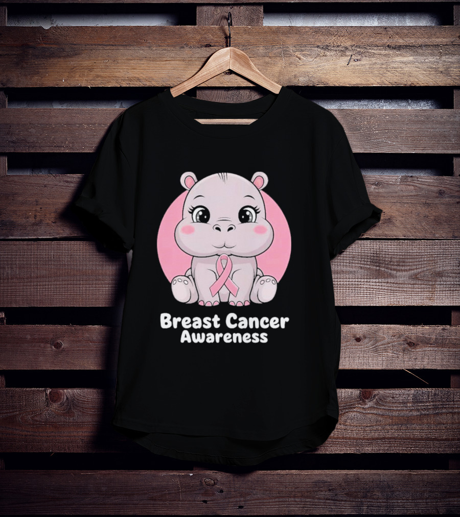 Breast Cancer Awareness Hippo Pink T-Shirt