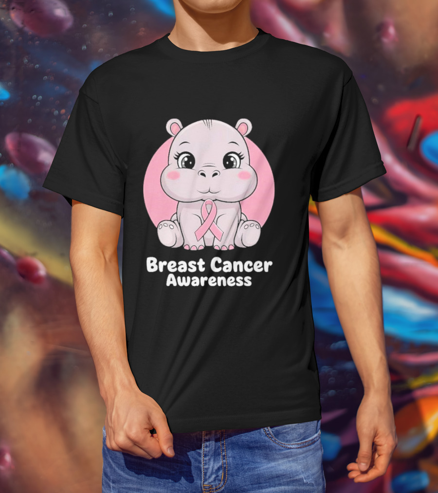 Breast Cancer Awareness Hippo Pink T-Shirt