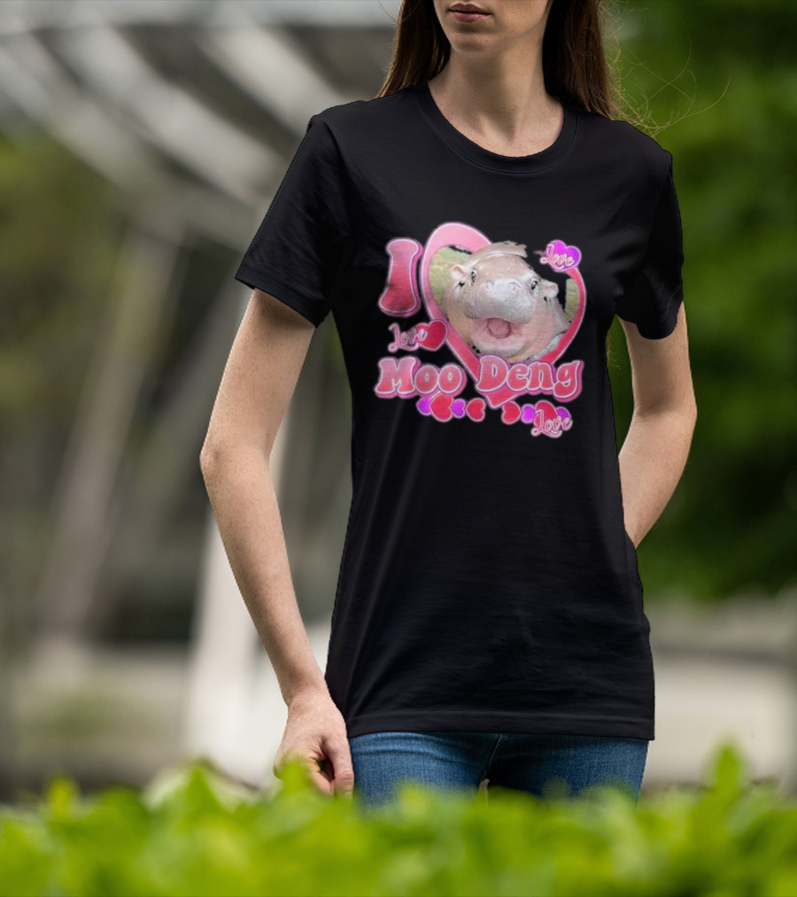 I Love Moo Deng Baby Hippo Heart Love Cute T-Shirt