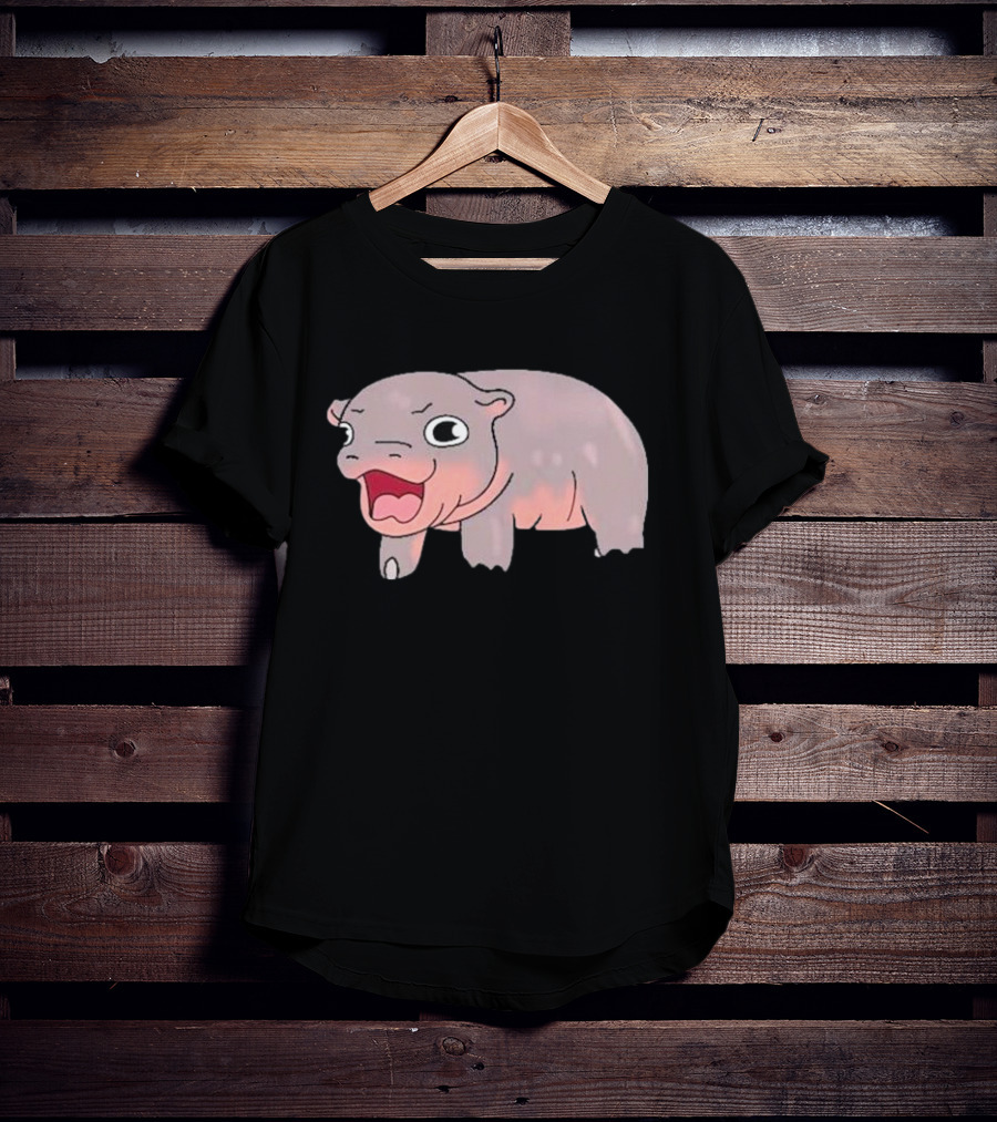 Moo Deng Baby Hippo Hippopotamus Cute Cartoon Character T-Shirt