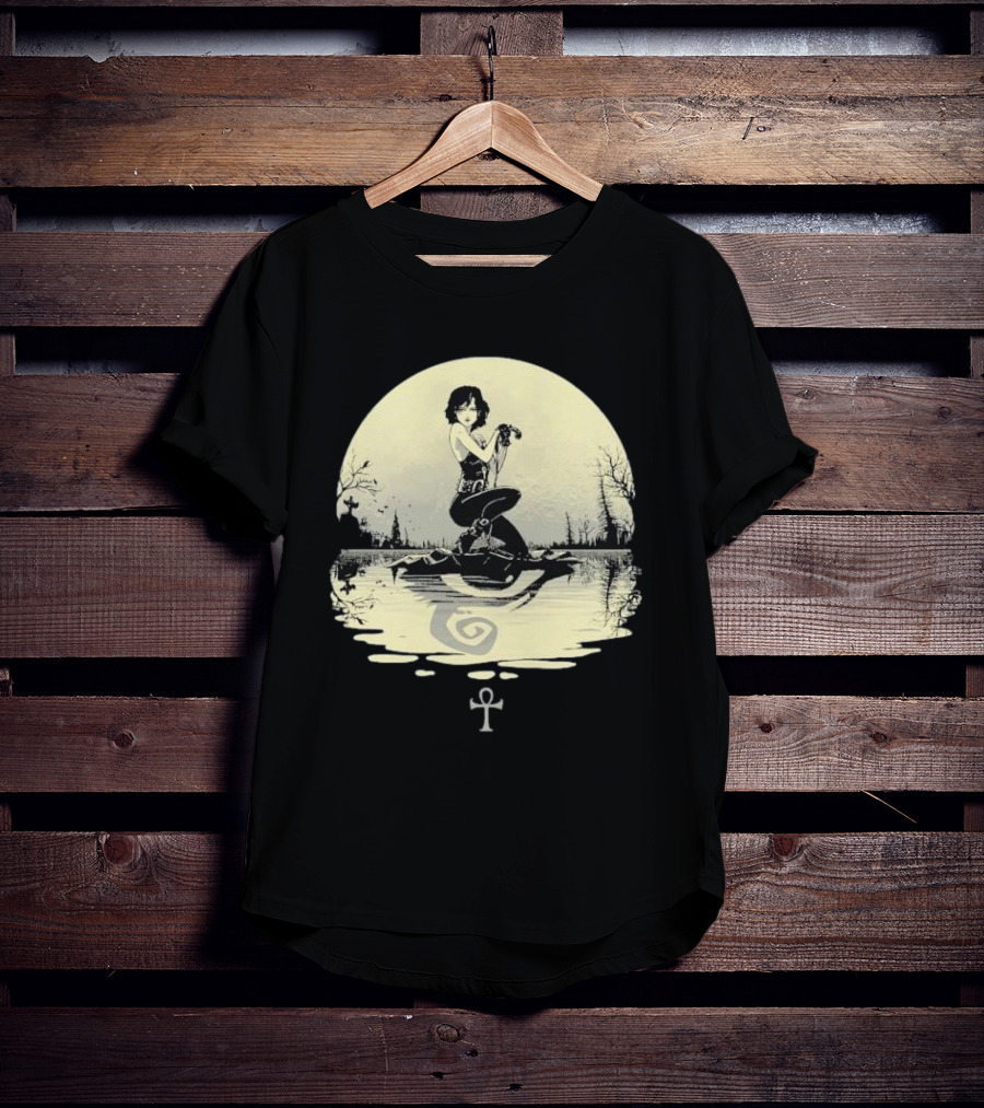 The Sandman Death Ankh Reflected In Moonlit Water Scene T-Shirt
