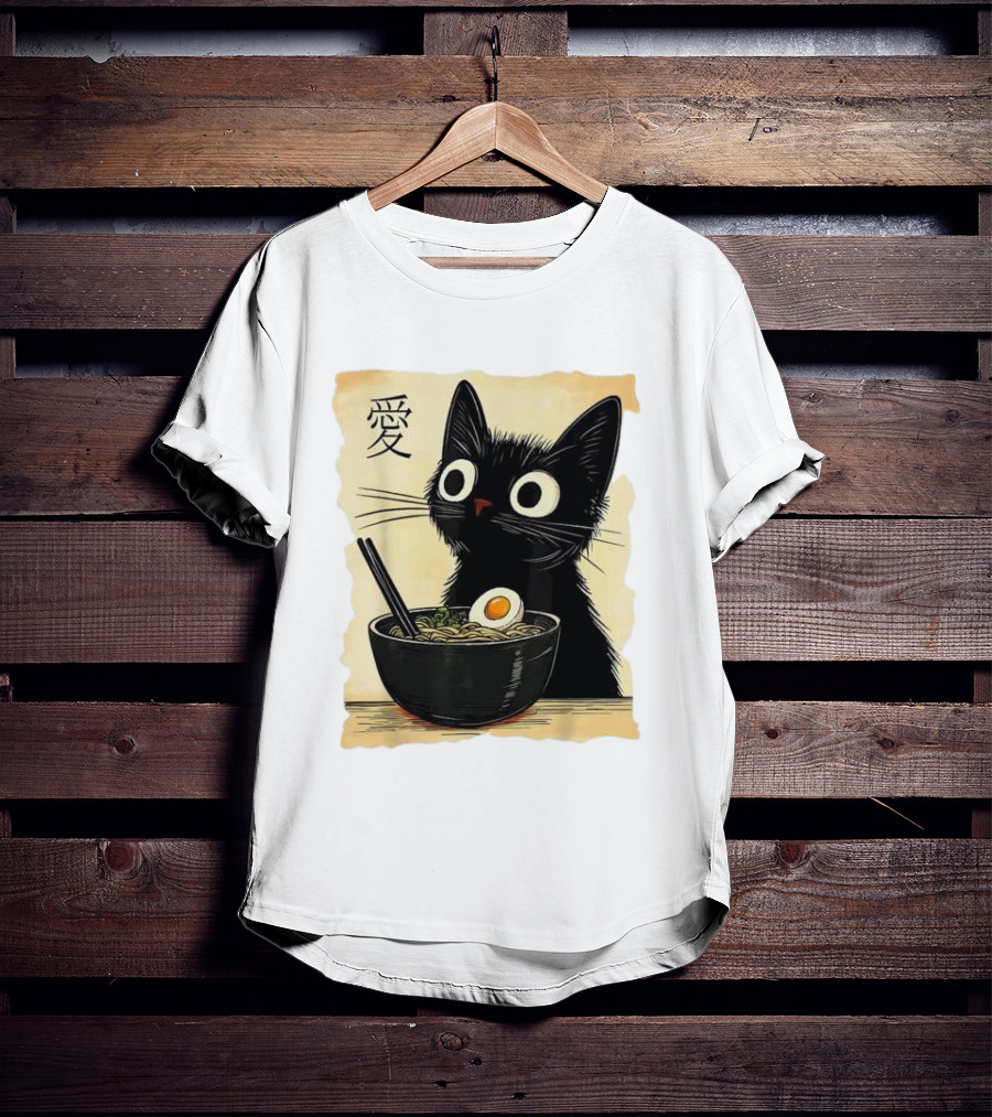 Cat Ramen Japanese Kawaii Anime Cat 愛 T-Shirt