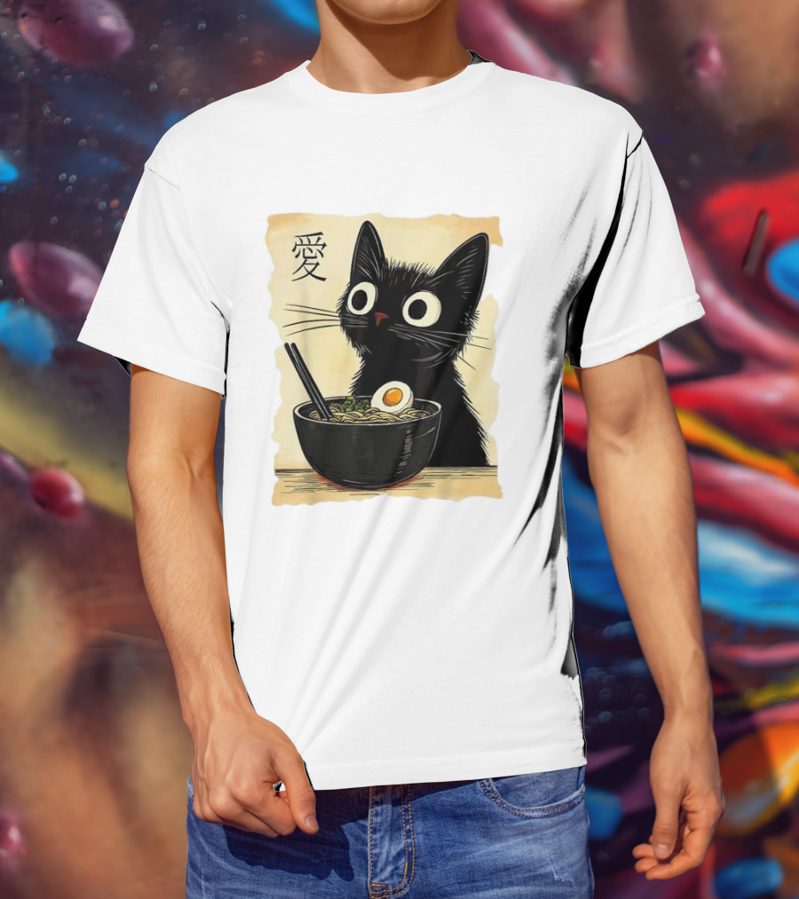 Cat Ramen Japanese Kawaii Anime Cat 愛 T-Shirt