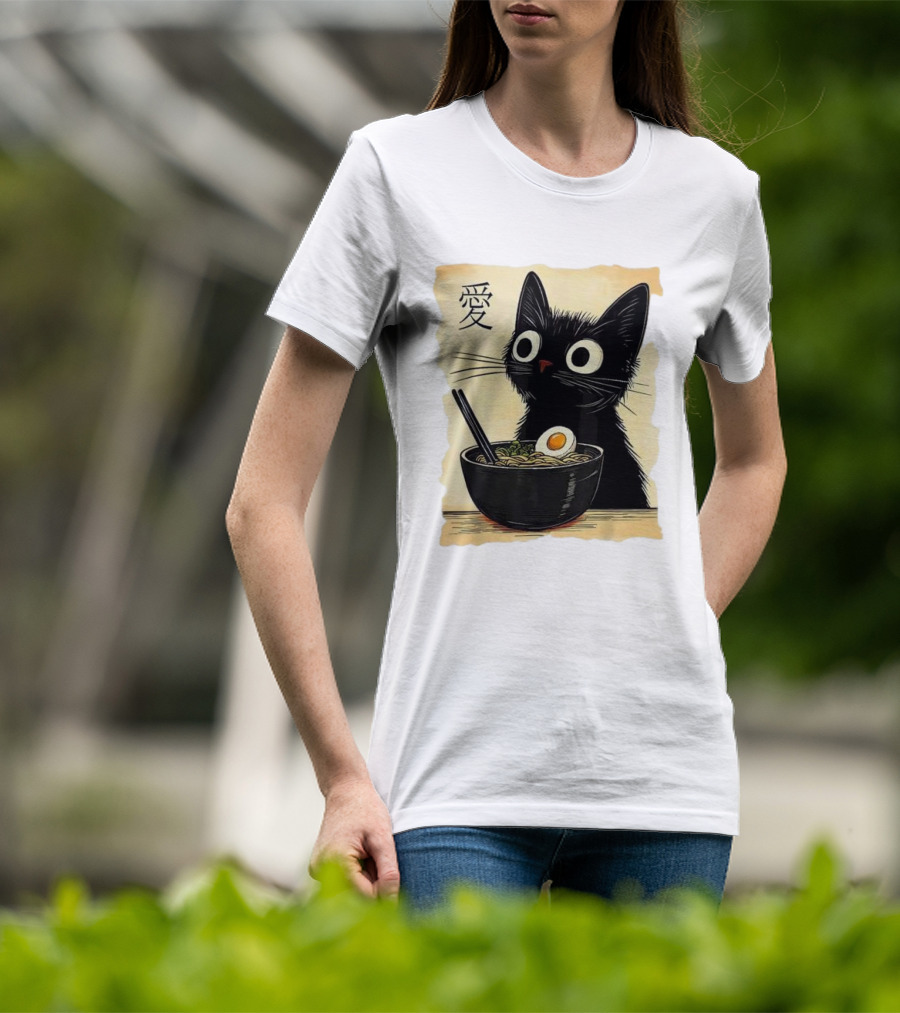 Cat Ramen Japanese Kawaii Anime Cat 愛 T-Shirt