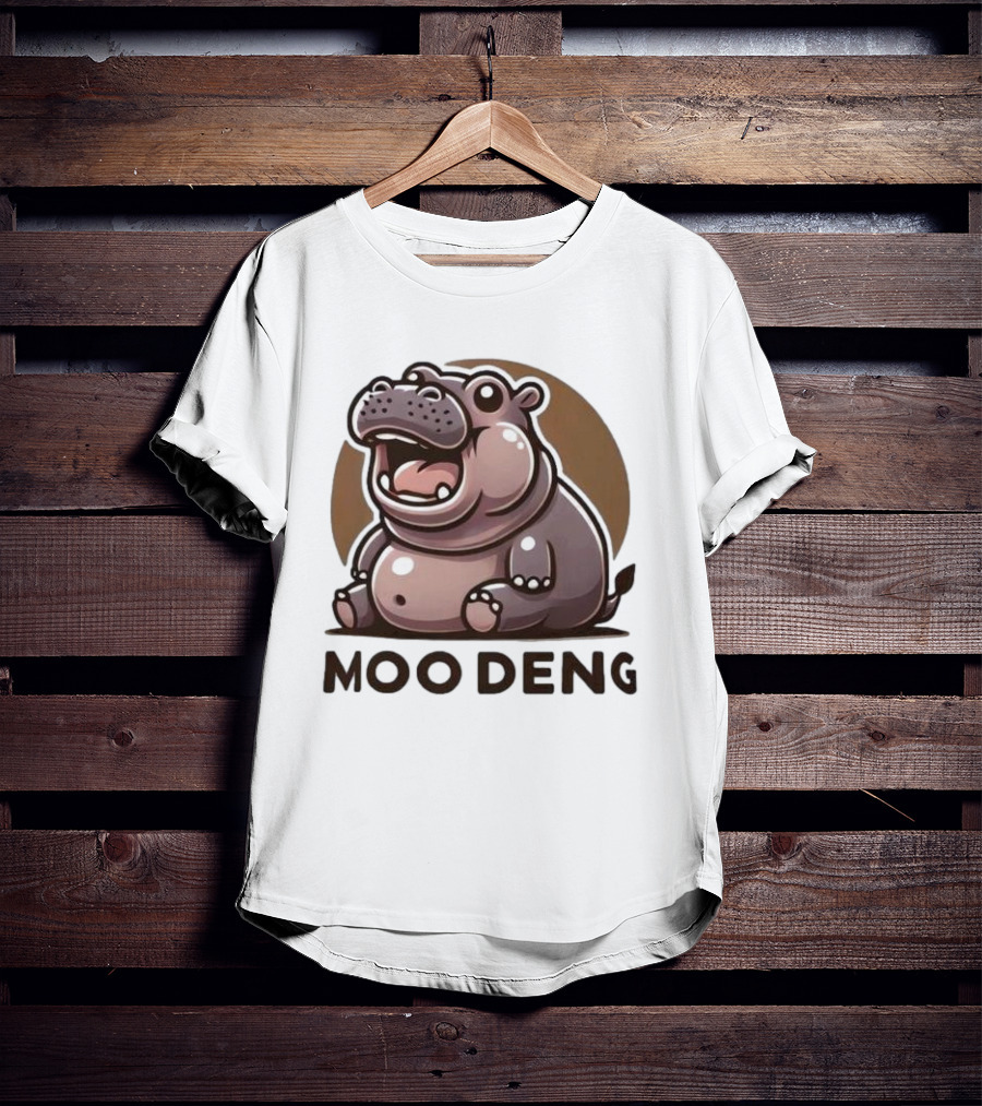 Moo Deng Baby Hippo Fat Cartoon Character T-Shirt